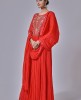 Red Chiffon Hand Embroidered Anarkali Suit 